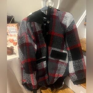 Women’s Small Oversized Plaid Wool Blend Jacket